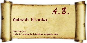 Ambach Bianka névjegykártya